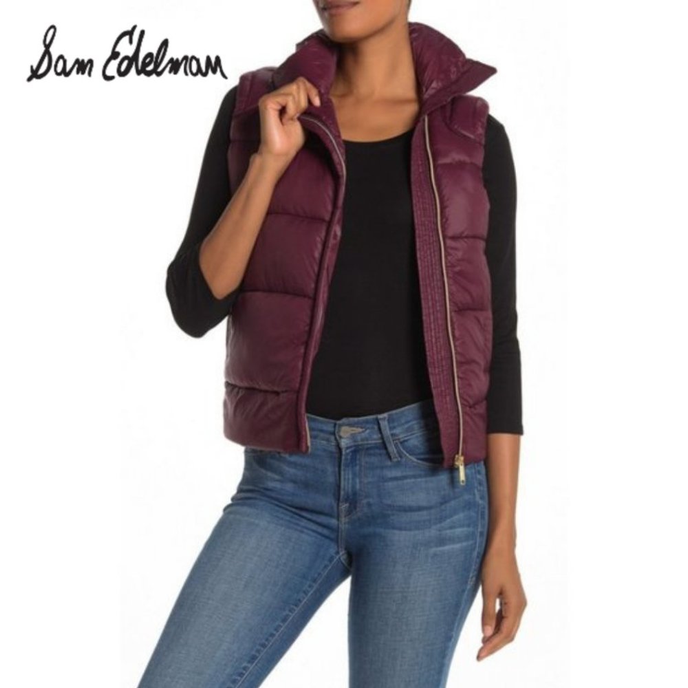 Sam Edelman Puffer Vest in Burgundy
